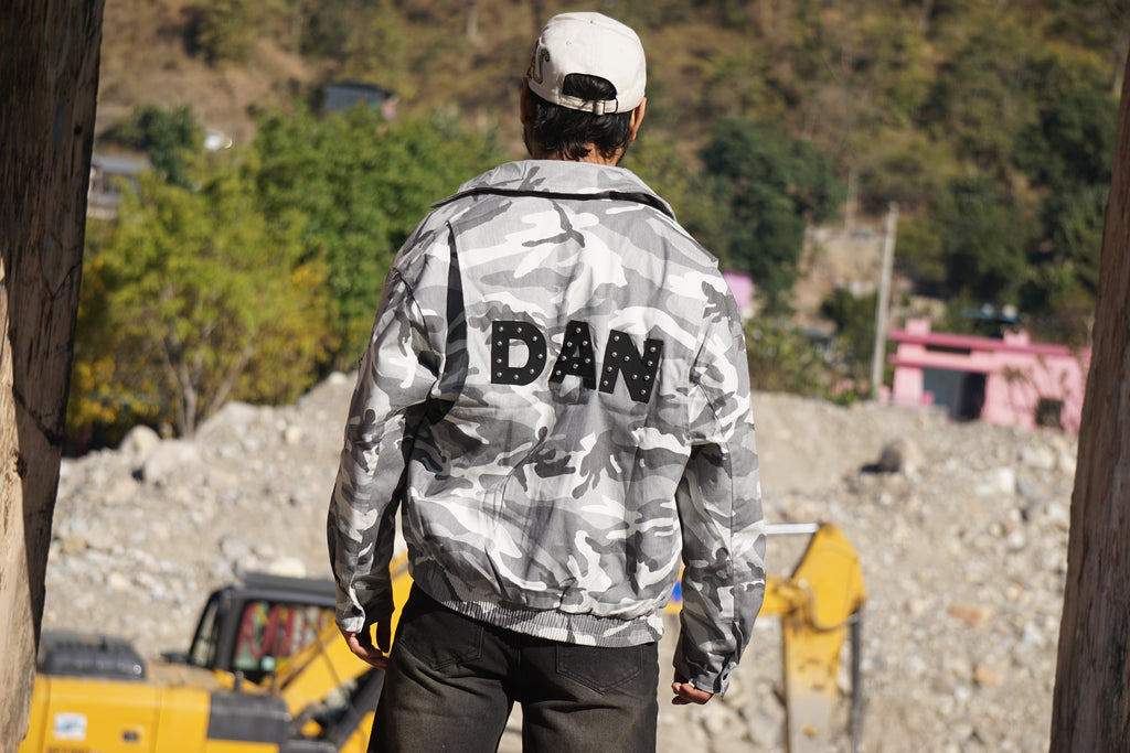 Grey Camouflage Bomber Jacket