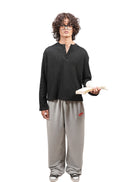 Black Oversize Henley