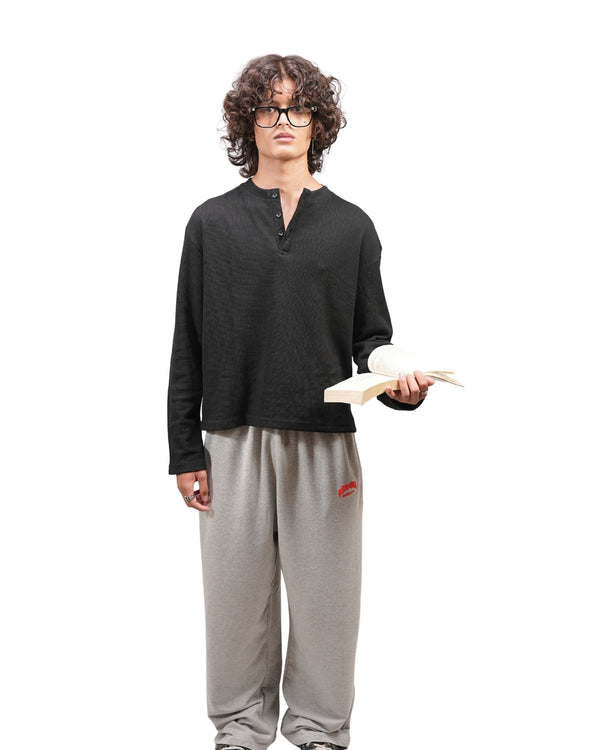 Black Oversize Henley