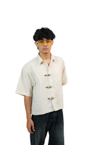 White Stripe Buckle Boxy Shirt