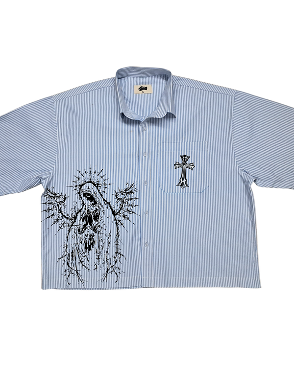 Angle Blue Stripe Boxy Shirt