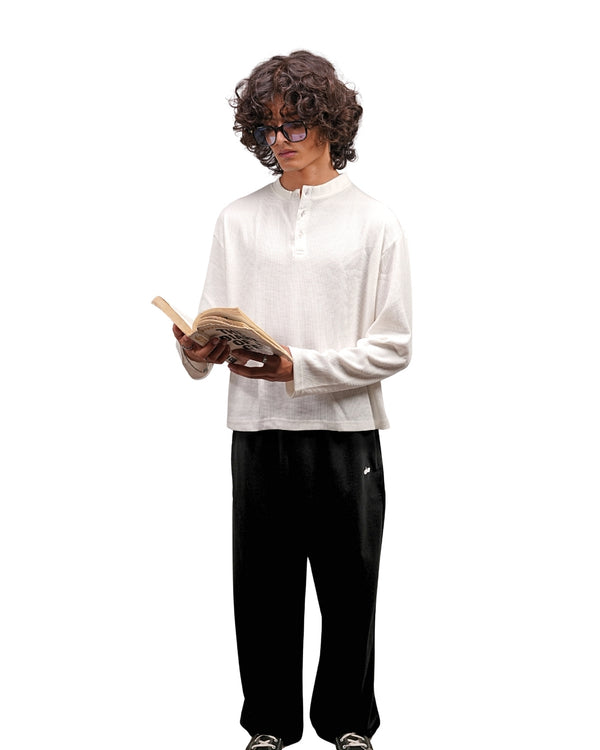White Oversize Henley