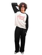 Black Printed Raglan