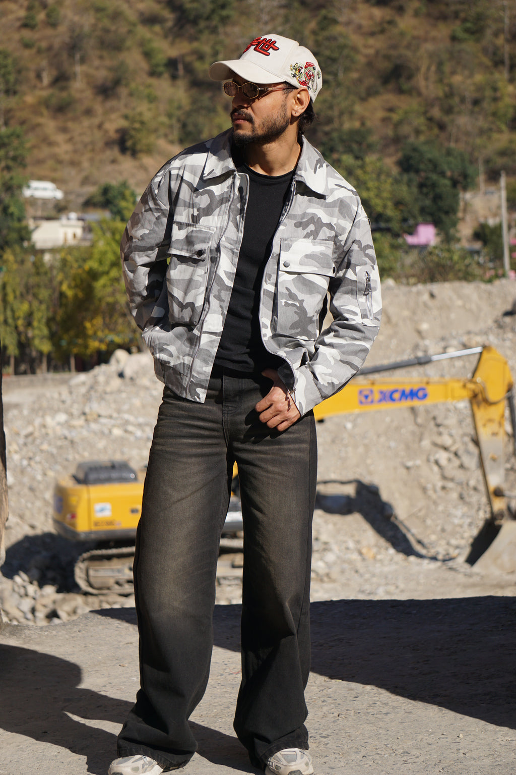 Grey Camouflage Bomber Jacket