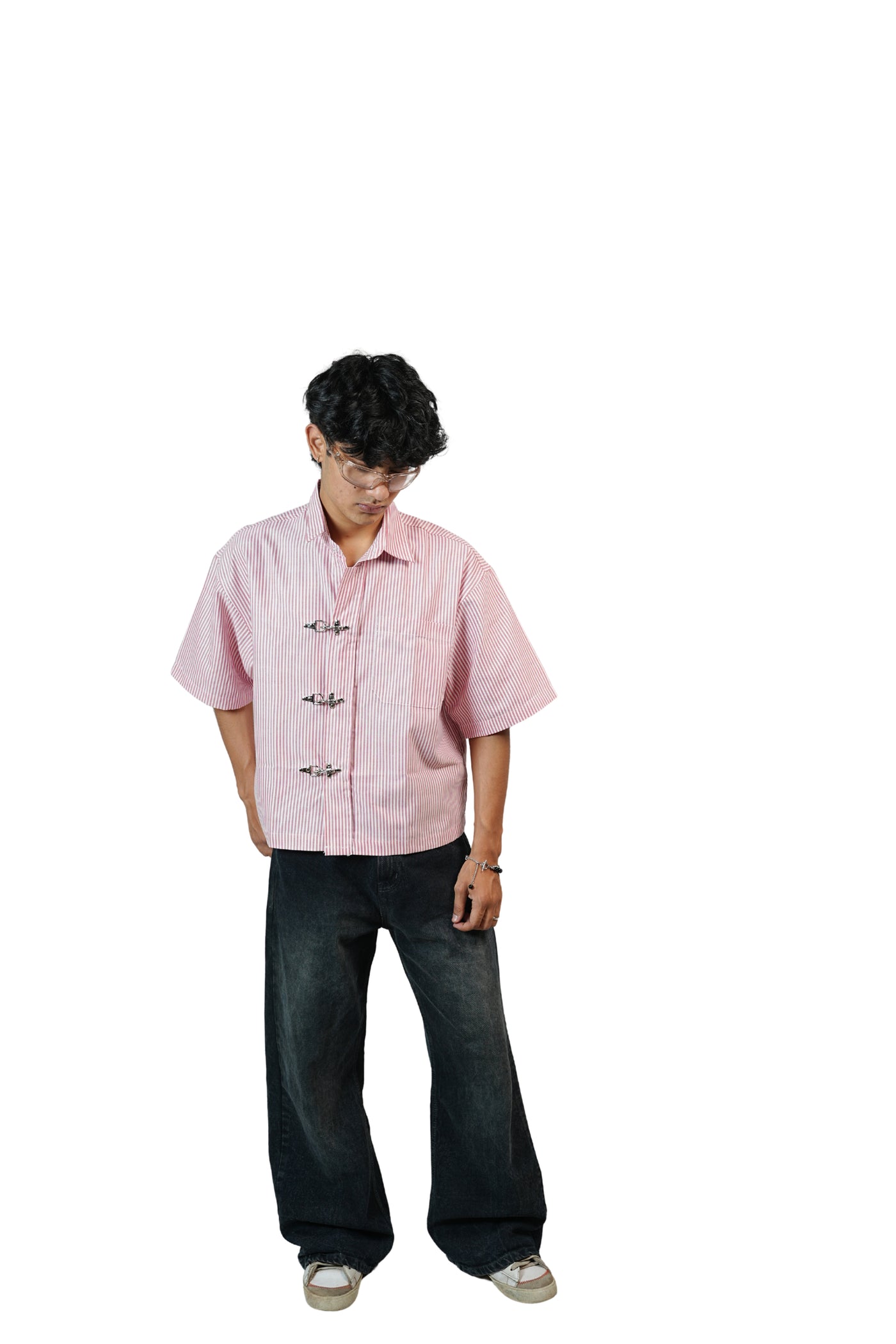 Chrome Grey Stripe Boxy Shirt