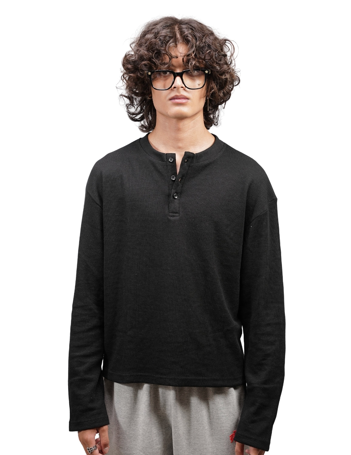 Black Oversize Henley