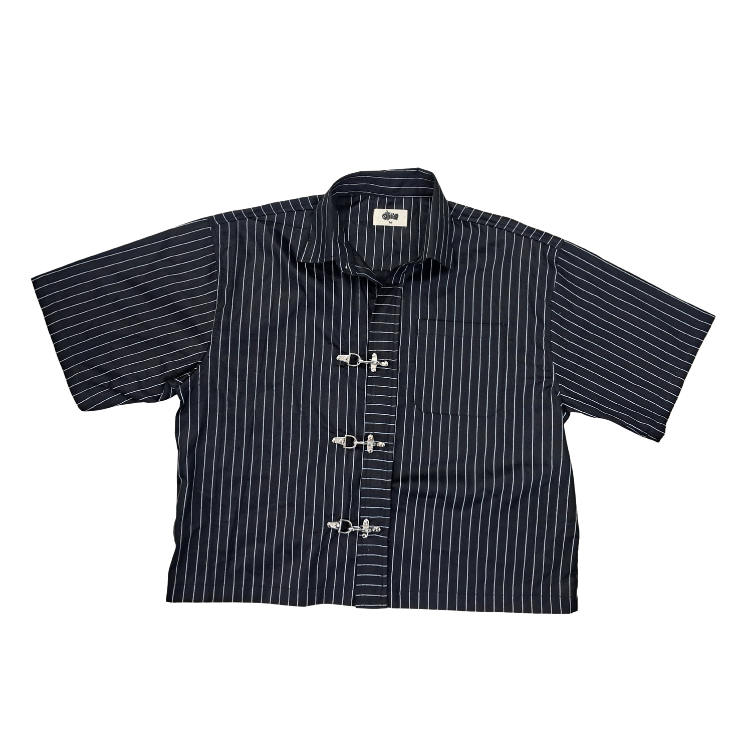 Black Stripe Buckle Boxy Shirt