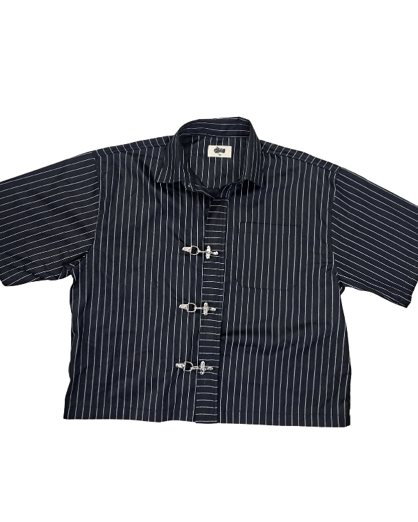 Black Stripe Buckle Boxy Shirt