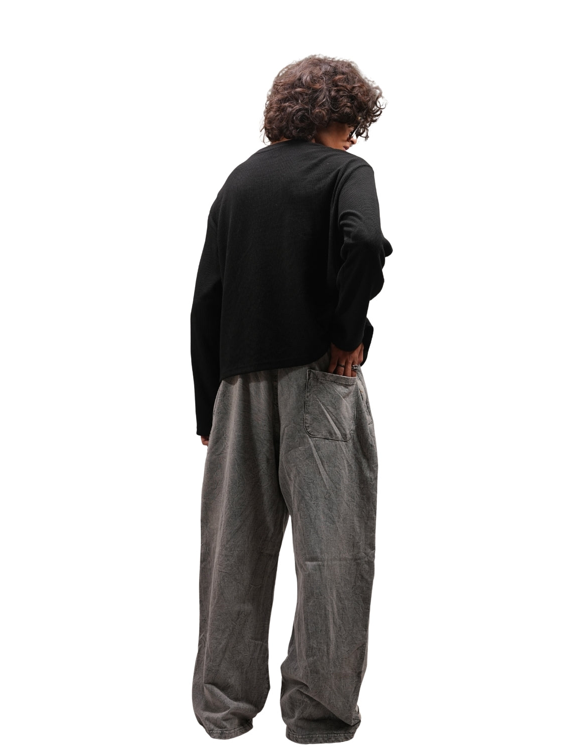 Grey Acidwash Baggy Lower