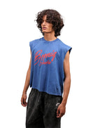 Blue Acid Wash  Crop Tank