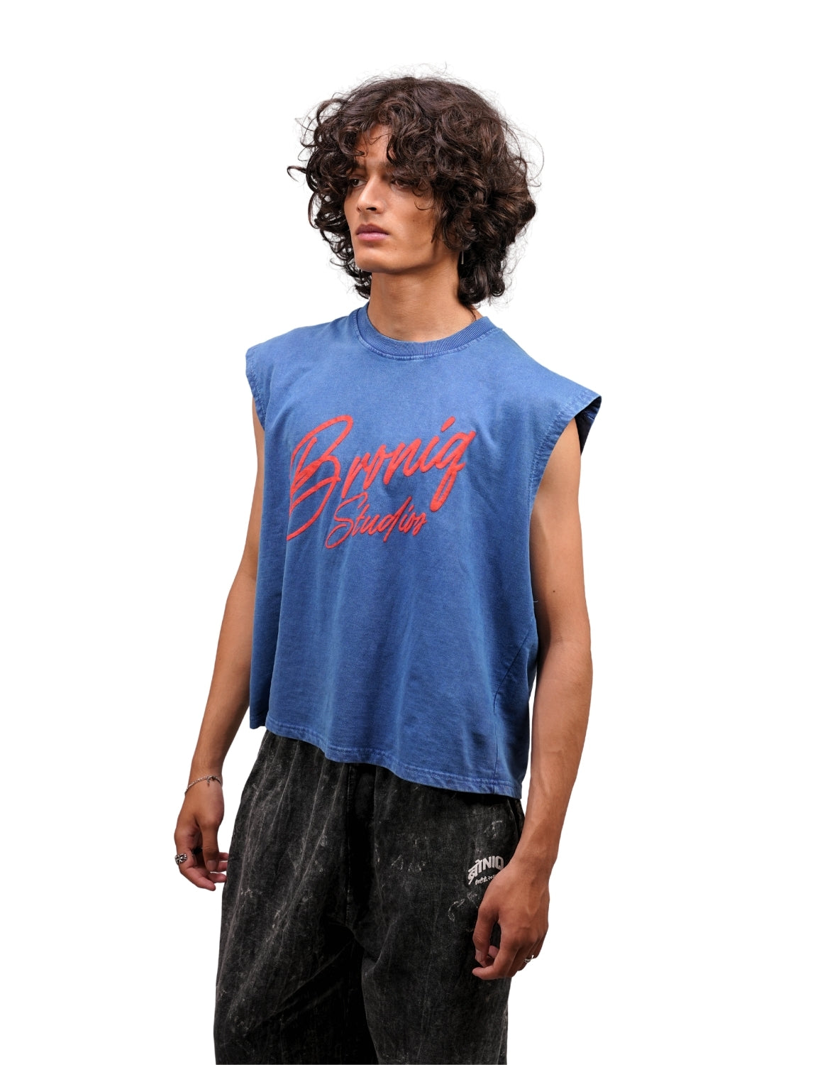 Blue Acid Wash  Crop Tank