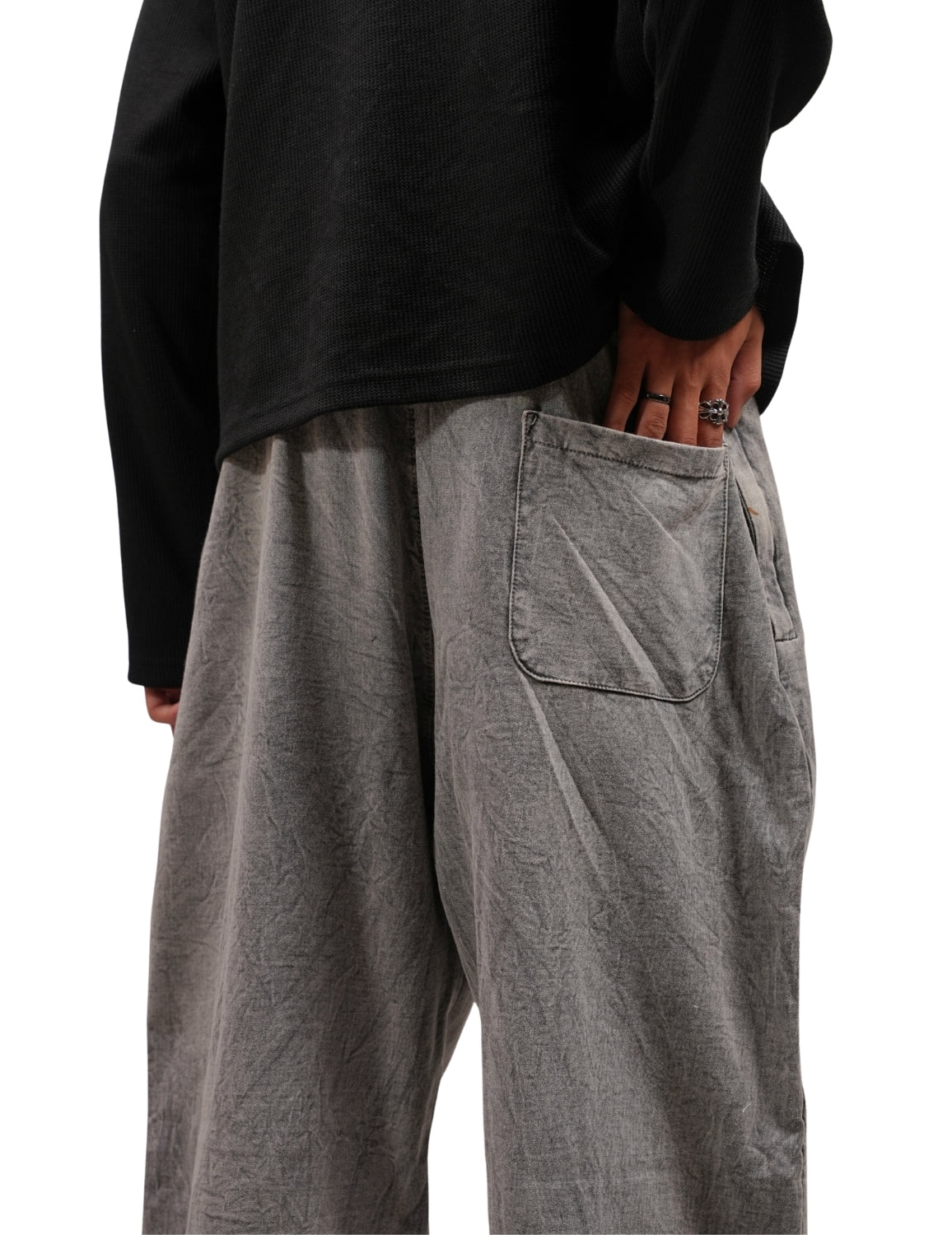 Grey Acidwash Baggy Lower