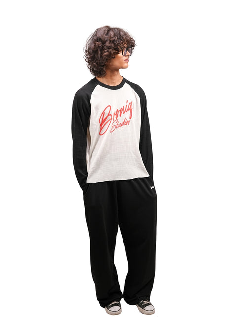Black Printed Raglan