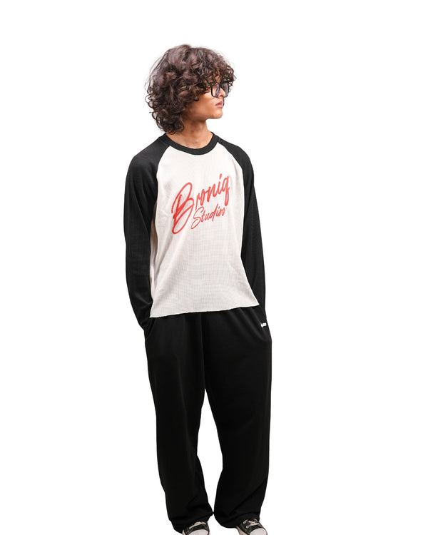 Black Printed Raglan