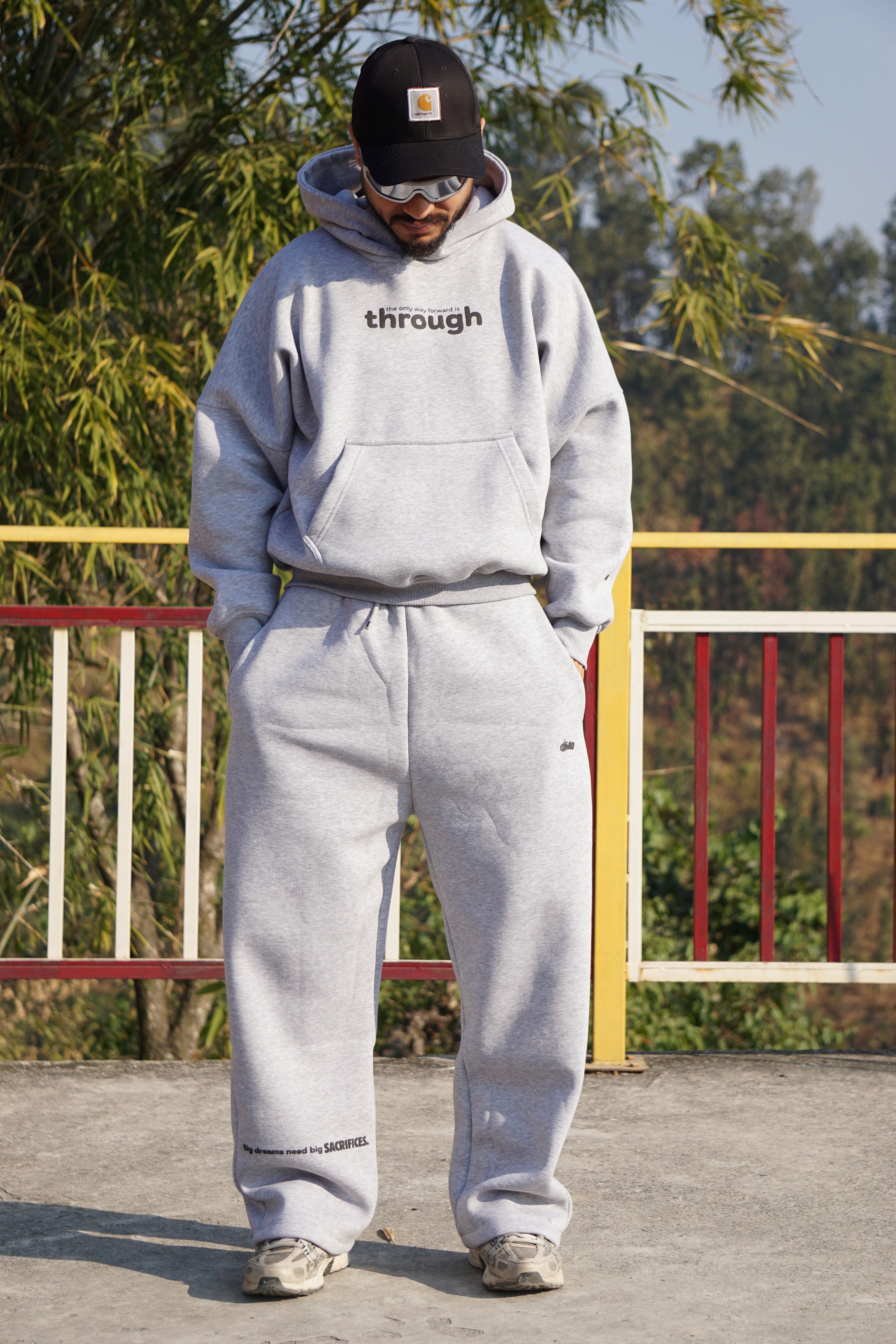 Grey Cordset Oversized Hoodie