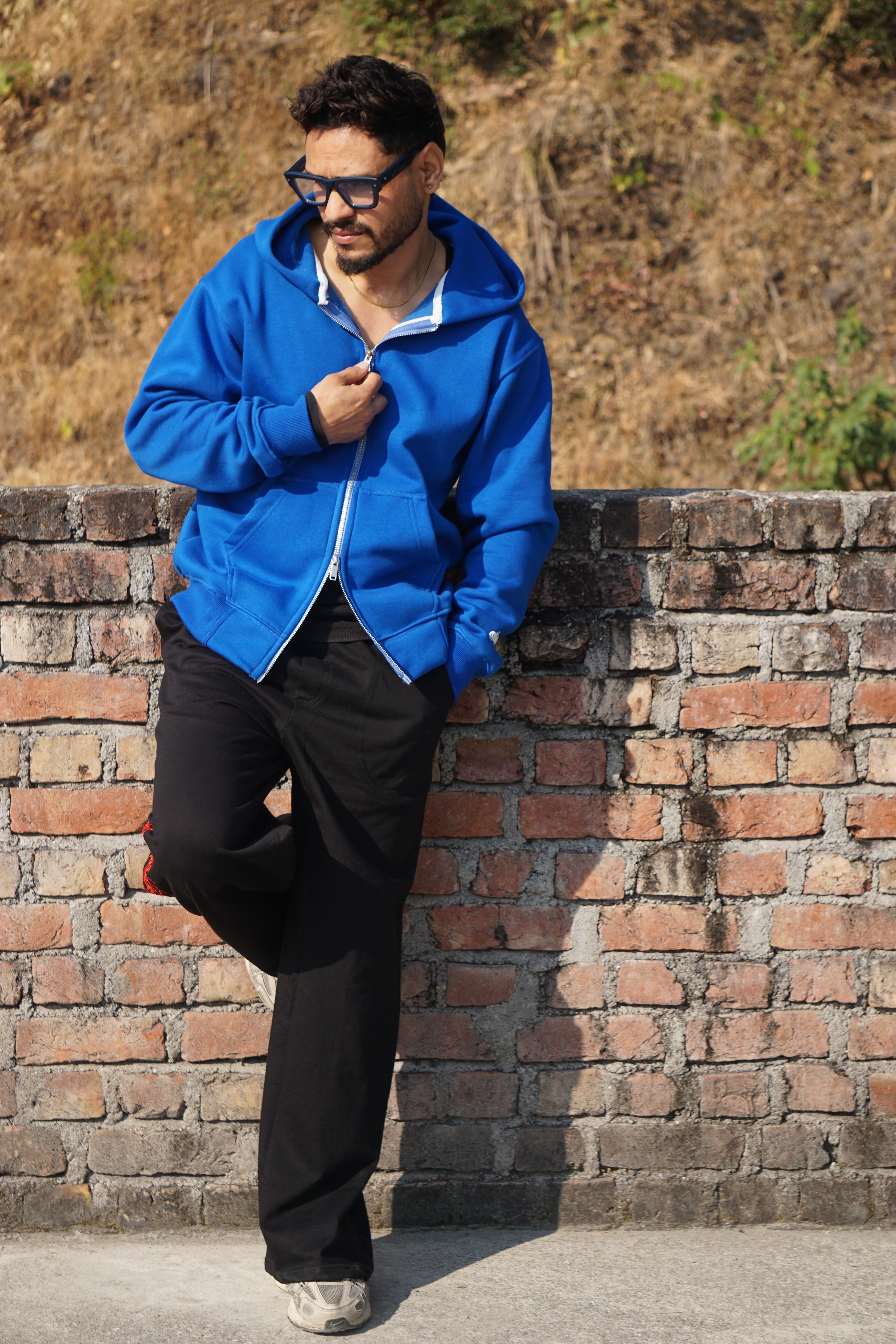 Royal Blue Dual Zipper Oversized Hoodie