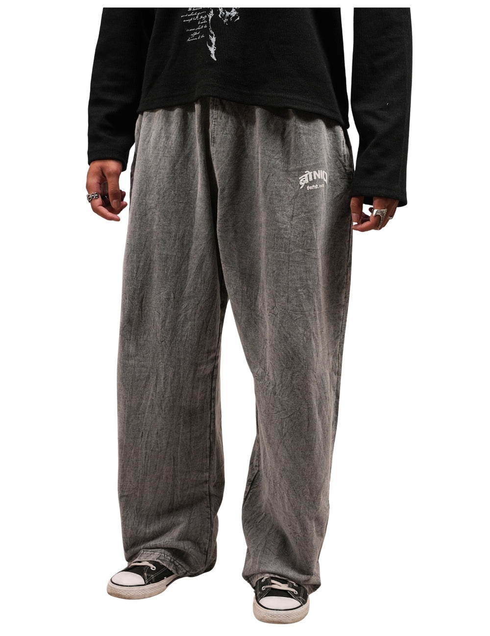 Grey Acidwash Baggy Lower