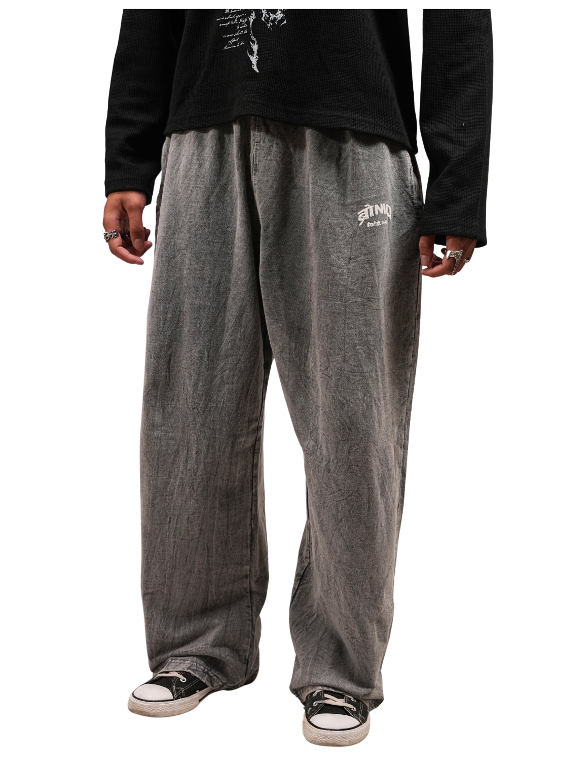 Grey Acidwash Baggy Lower