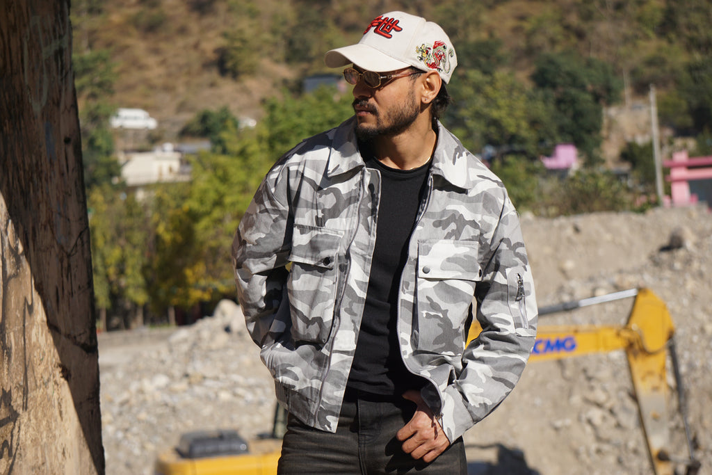 Grey Camouflage Bomber Jacket