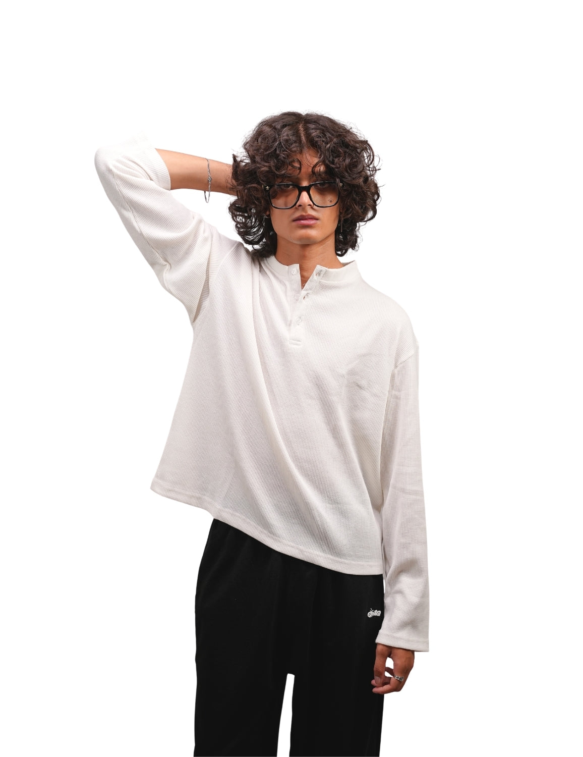 White Oversize Henley
