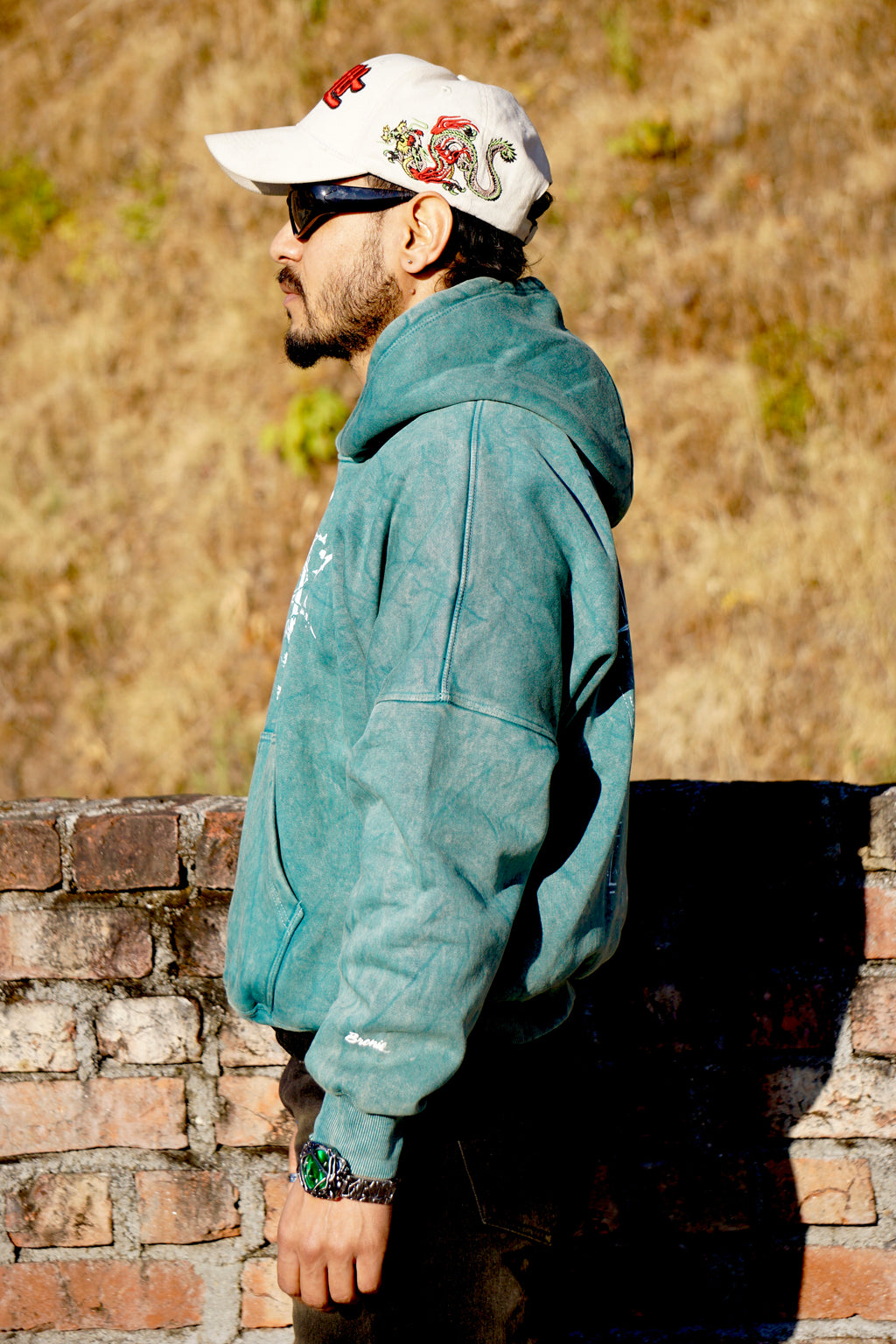 Saintex Green acid wash hoodie