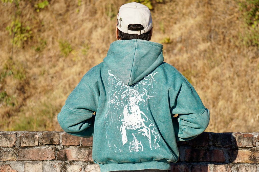 Saintex Green acid wash hoodie