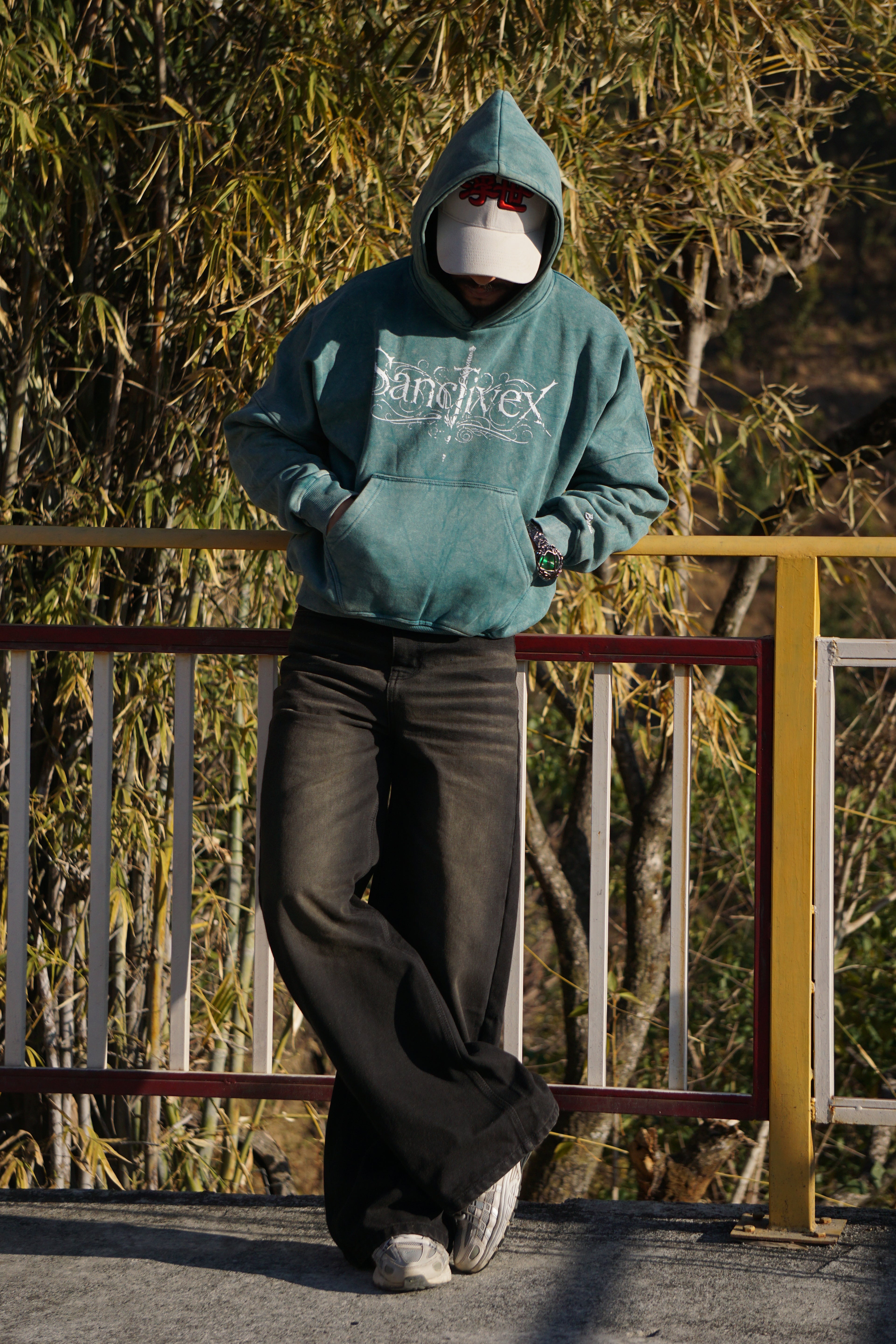 Saintex Green acid wash hoodie