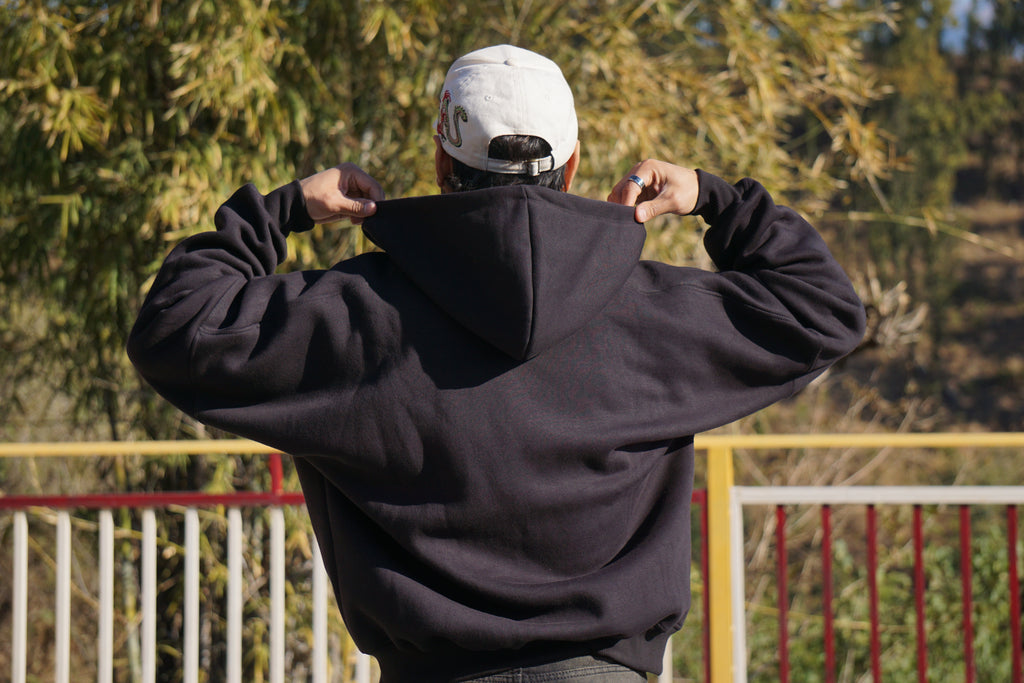 Plain Black 350 GSM Dual Zip Oversized Hoodie