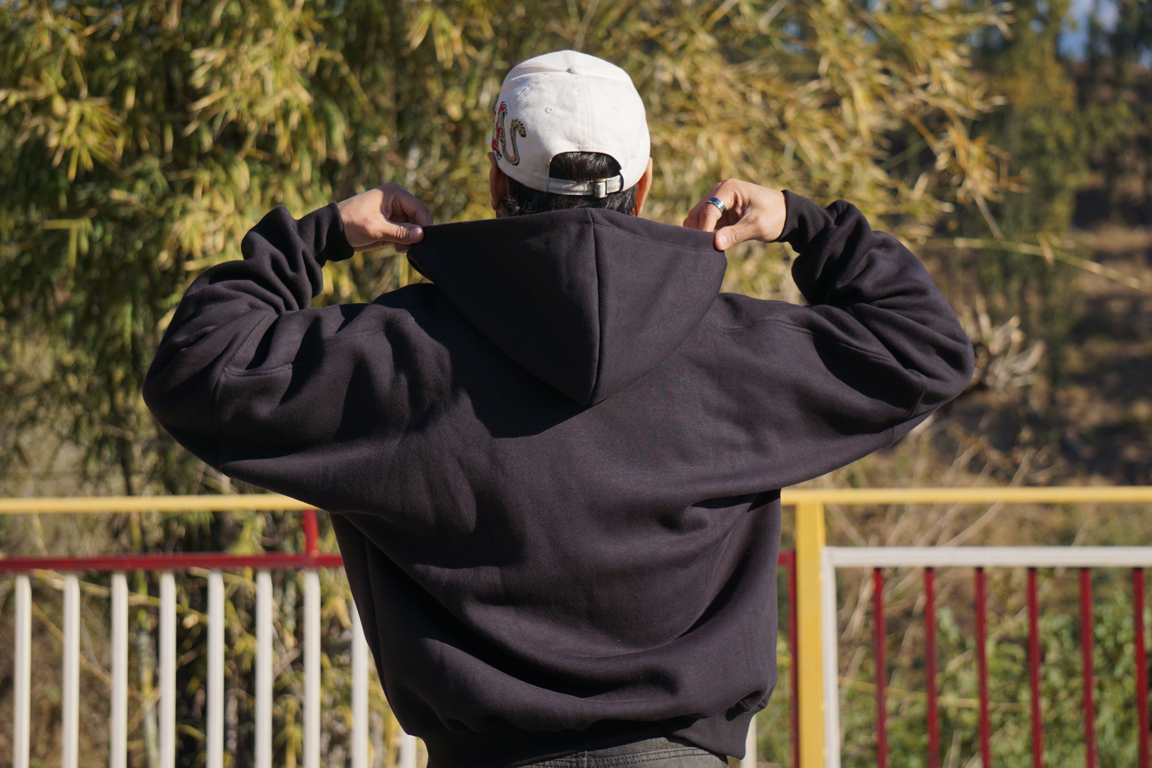 Plain Black 350 GSM Dual Zip Oversized Hoodie