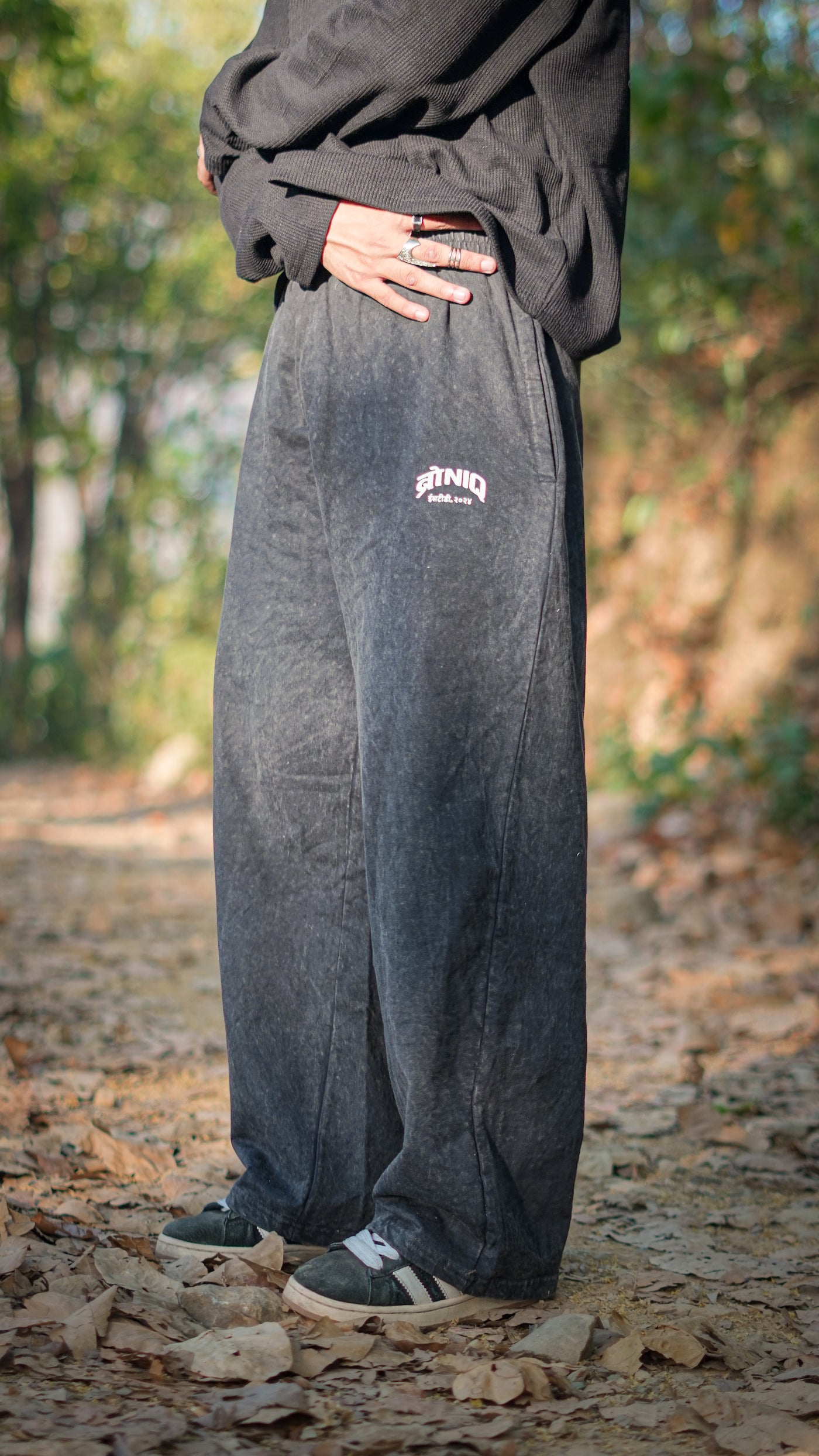 Black Acidwash Baggy Lower